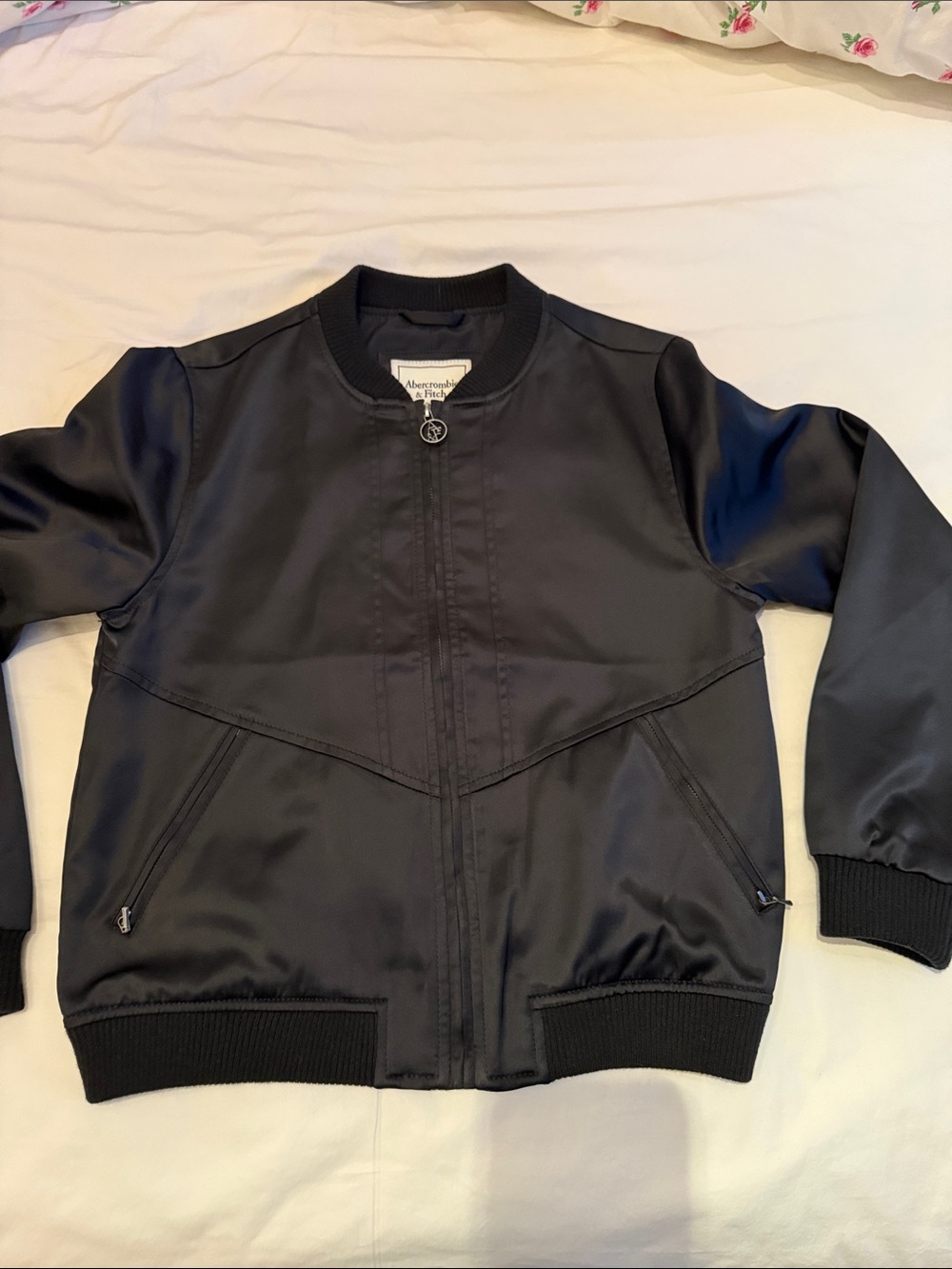 Abercrombie & Fitch Black Satin Bomber Jacket